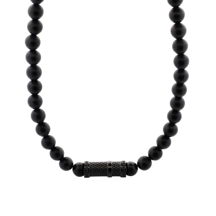 Agate Stone & Ion Plated Black Stainless Steel Pendant