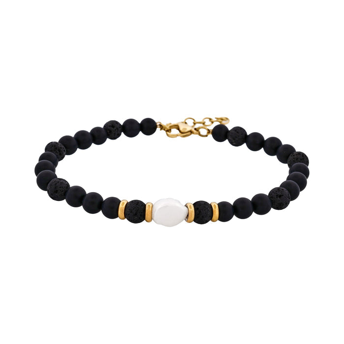 Agate/African stone with stainless steel bracelet