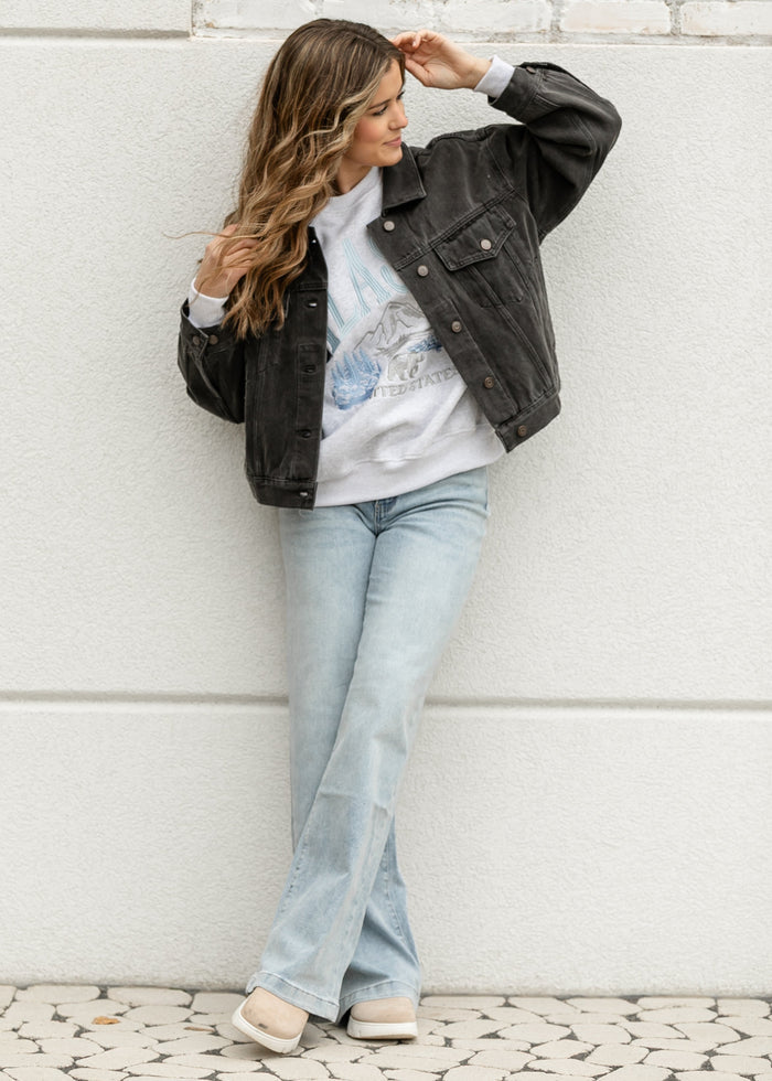 Alaska Embroidered Pullover Sweatshirt FF Tops
