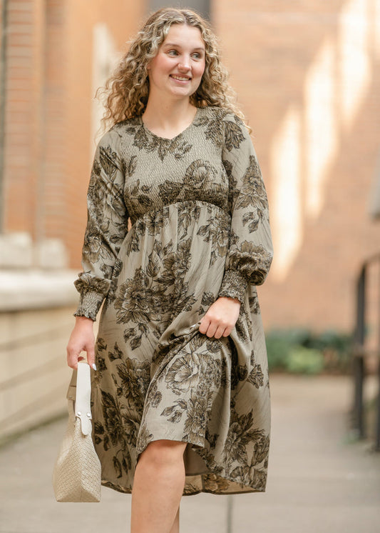Aleeyah Smocked Midi Dress IC Dresses