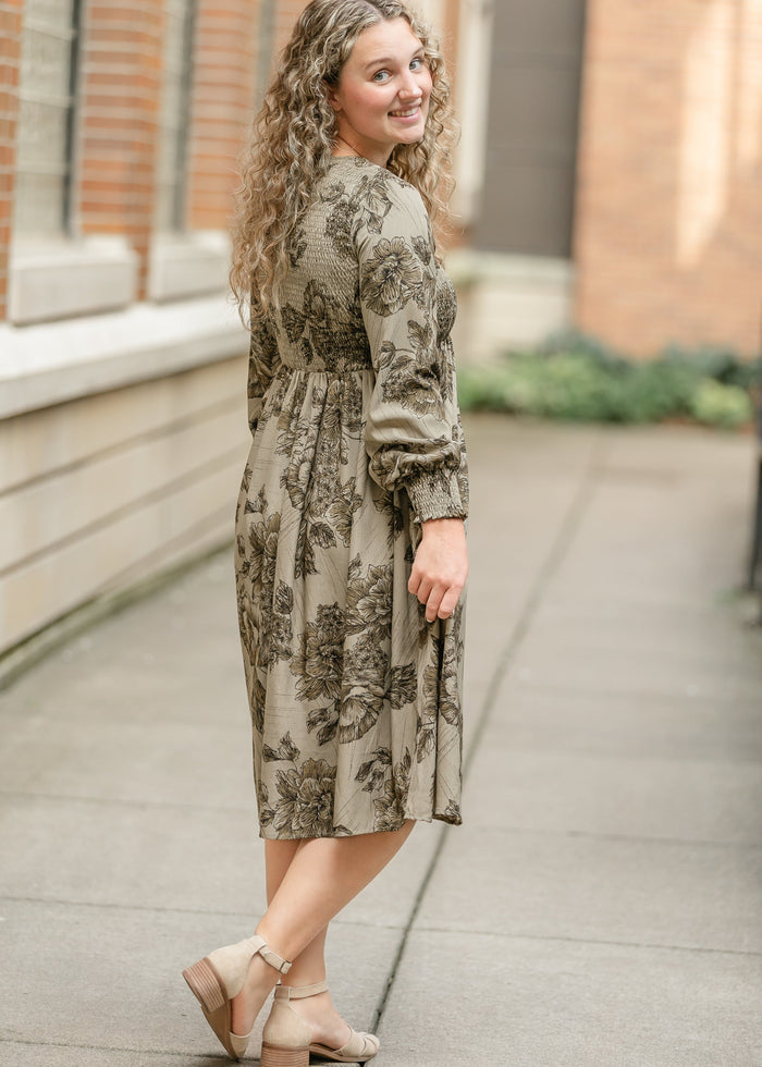 Aleeyah Smocked Midi Dress IC Dresses