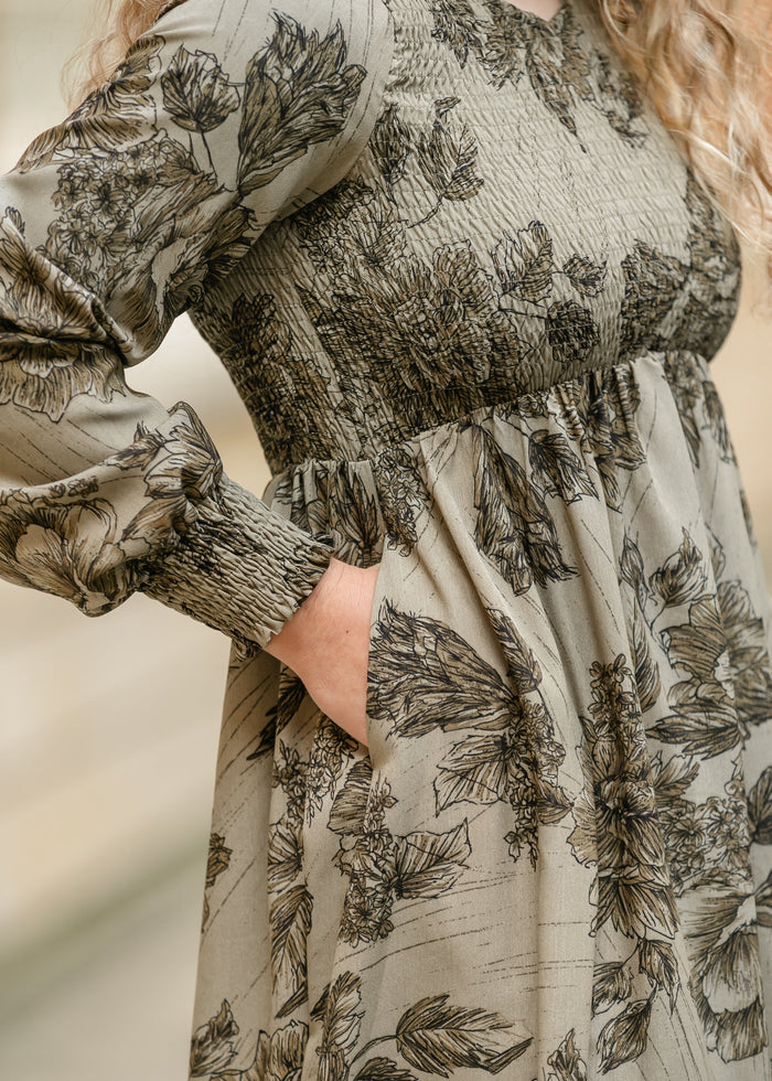 Aleeyah Smocked Midi Dress IC Dresses