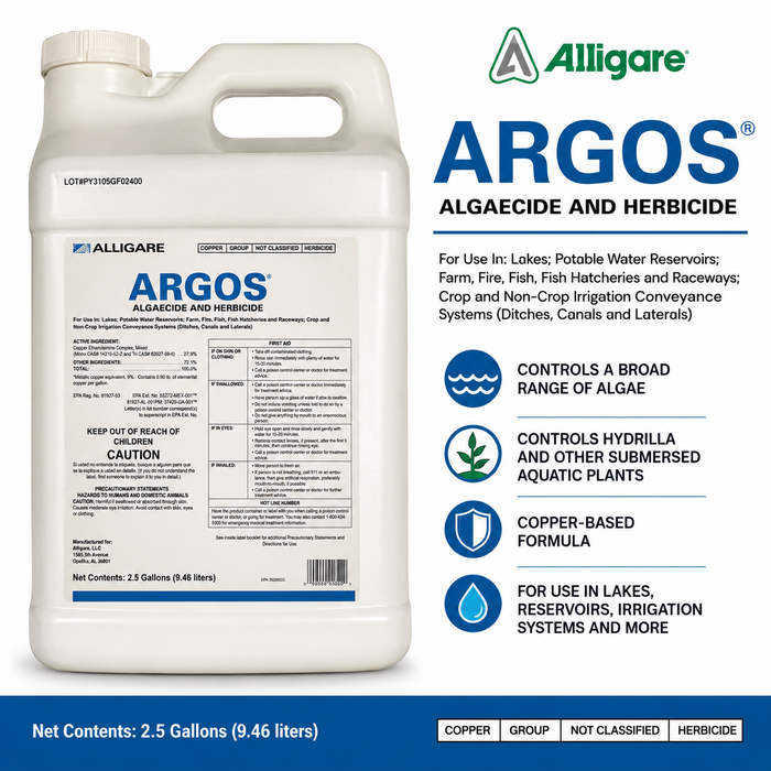 Alligare Argos Liquid Copper Algaecide & Aquatic Weed Control - 2.5 Gallons - Seed World