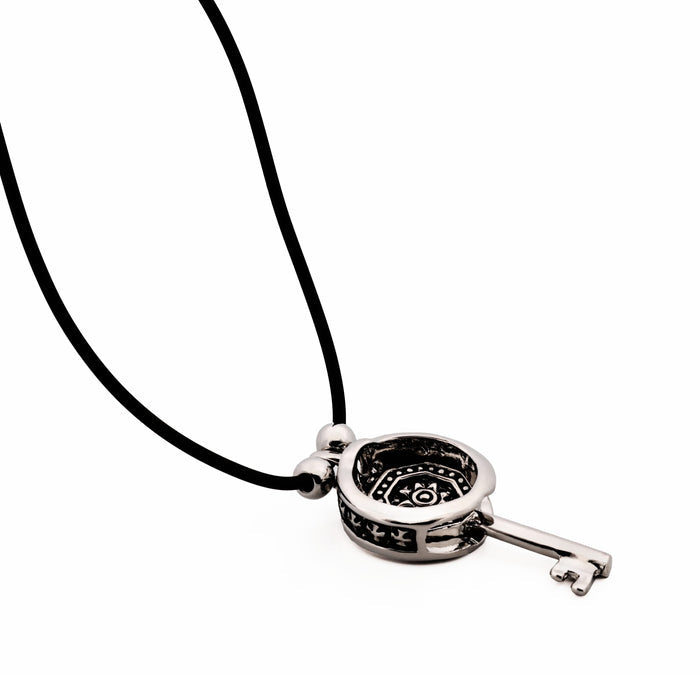 Alloy Coin & Key Pendant on Rubber Chain