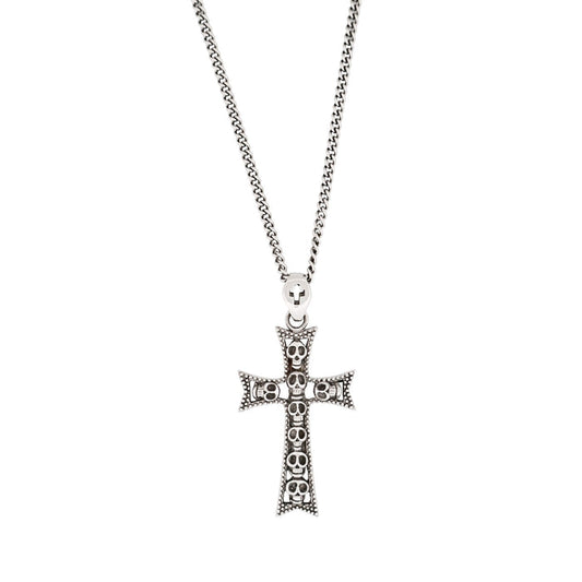 Alloy & Gothic Skull Cross Pendant on 55cm Chain