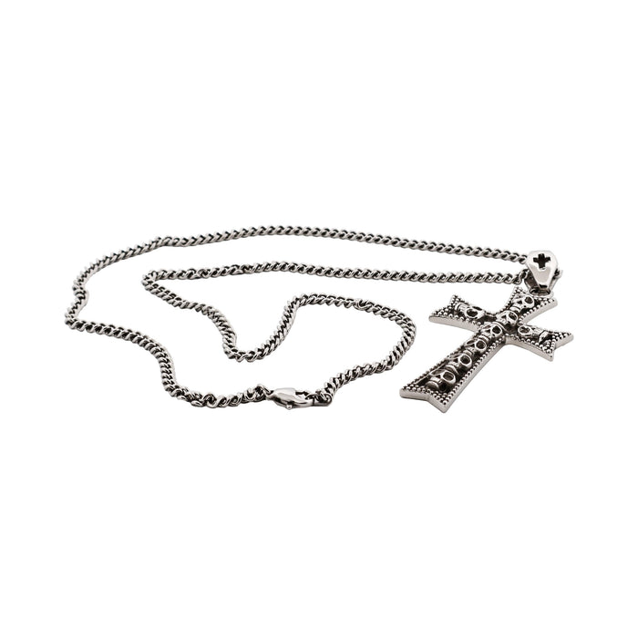 Alloy & Gothic Skull Cross Pendant on 55cm Chain