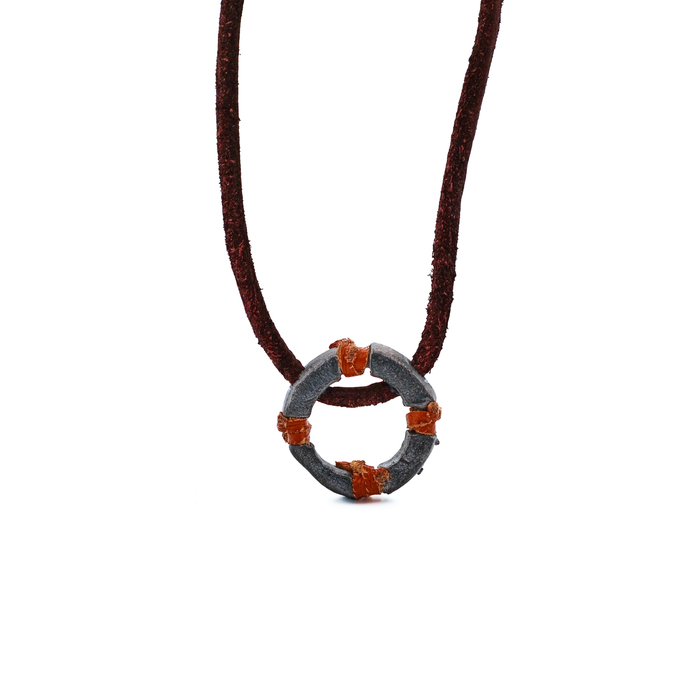 Alloy Life Boy Ring Leather Pendant
