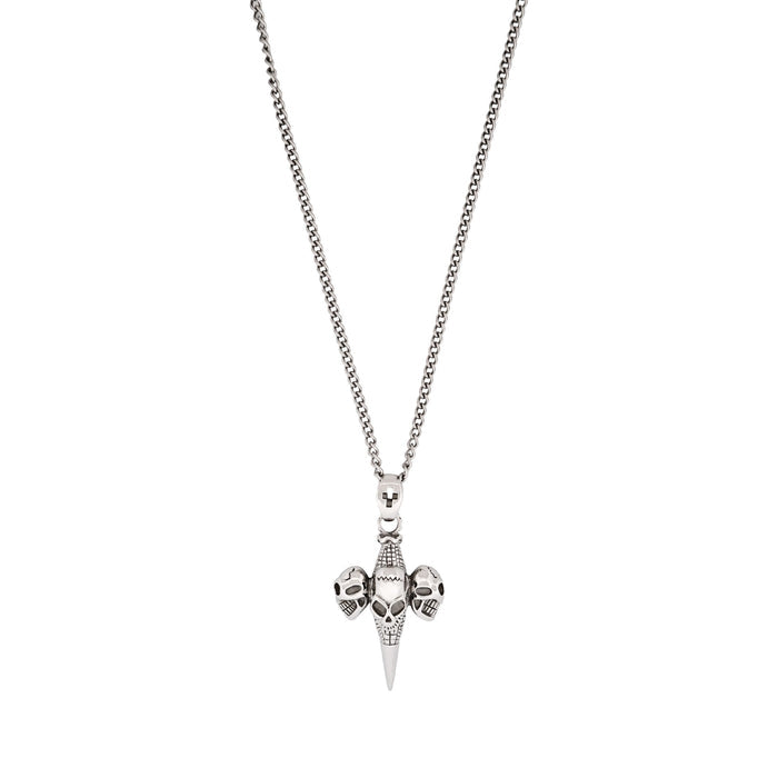 Alloy & Triple Skull Cross Pendant on Chain