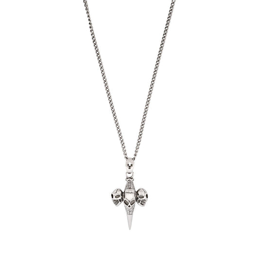 Alloy & Triple Skull Cross Pendant on Chain