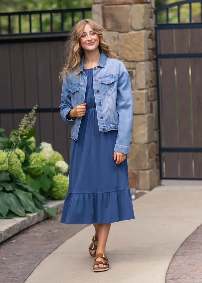 Amy Puff Sleeve Midi Dress IC Dresses Dusty Blue / XS