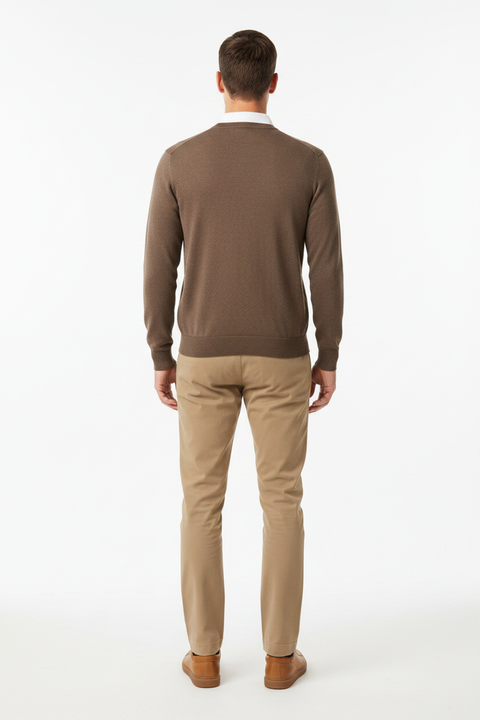 Branberry Angus V-Neck Walnut — Studio Back