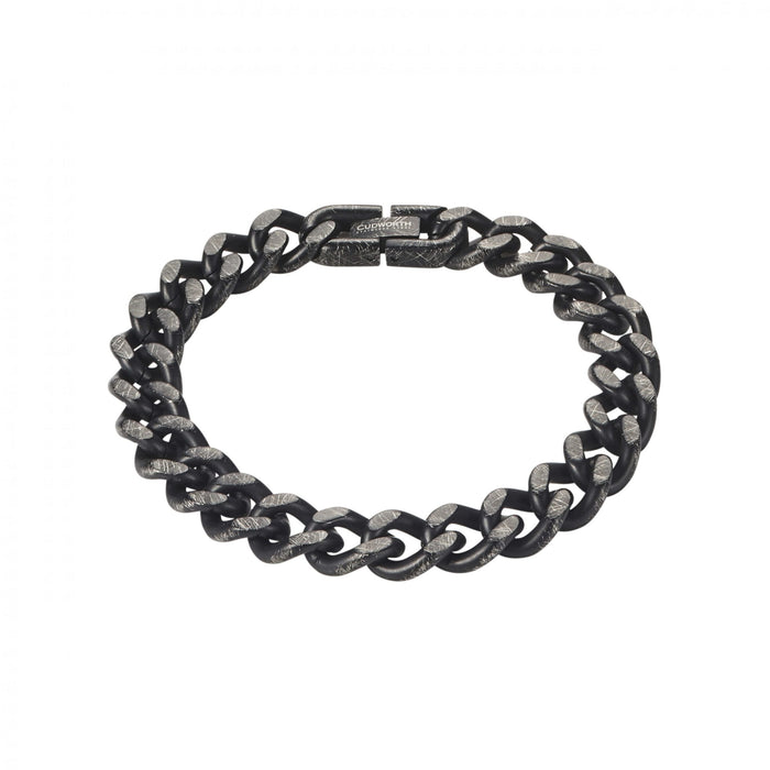 Antique Black Stainless Steel Curb Link Chain Bracelet