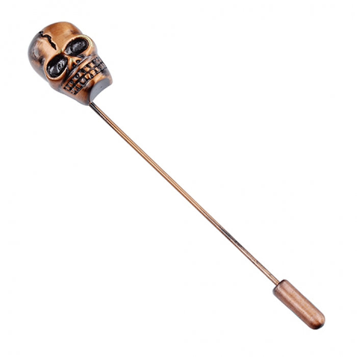 Antique Brass Skull Lapel Pin