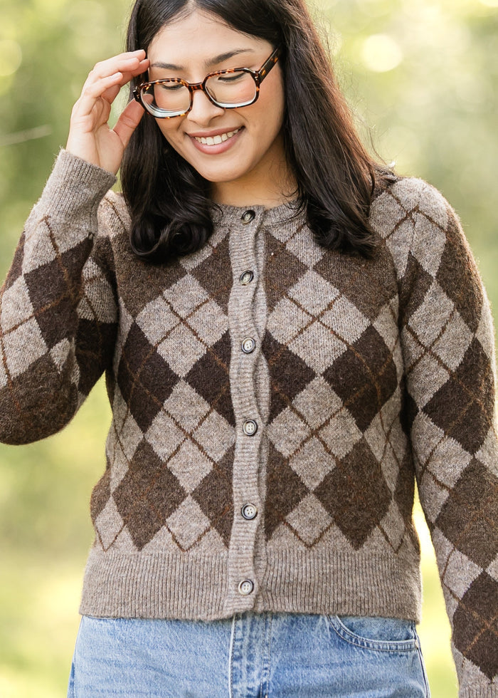 Argyle Button Up Cardigan FF Layering Essentials