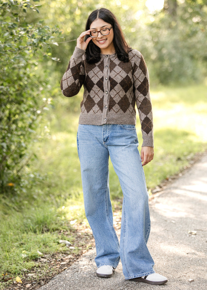 Argyle Button Up Cardigan FF Layering Essentials