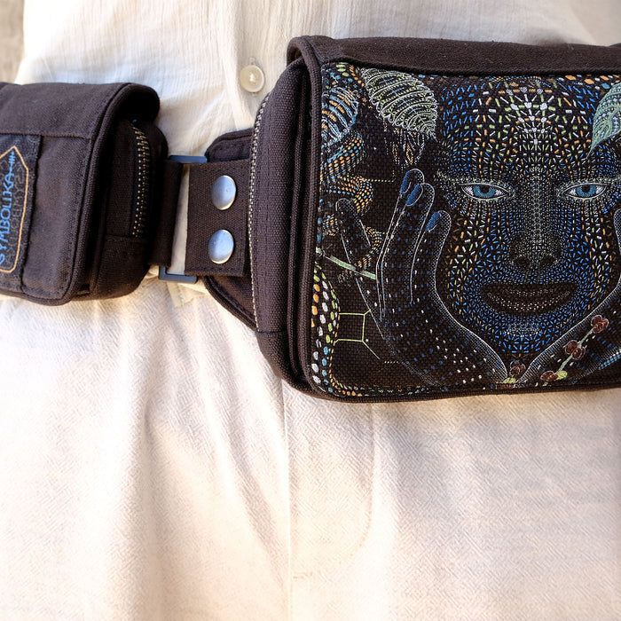 AYA Belt Bag - Mother Ayahuasca visionary art with botanical patterns by Symbolika