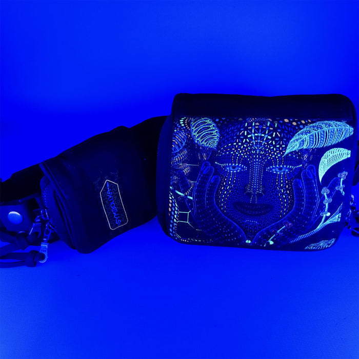 AYA Belt Bag — Ayahuasca Plant Medicine Art Psychedelic Art Print on Black T-Shirt by Symbolika