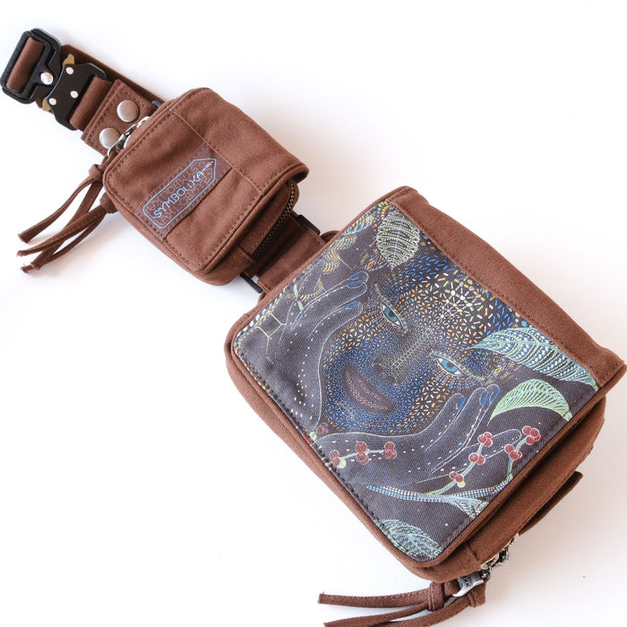 AYA Belt Bag — Ayahuasca Spirit Art Psychedelic Art Print on Black T-Shirt by Symbolika