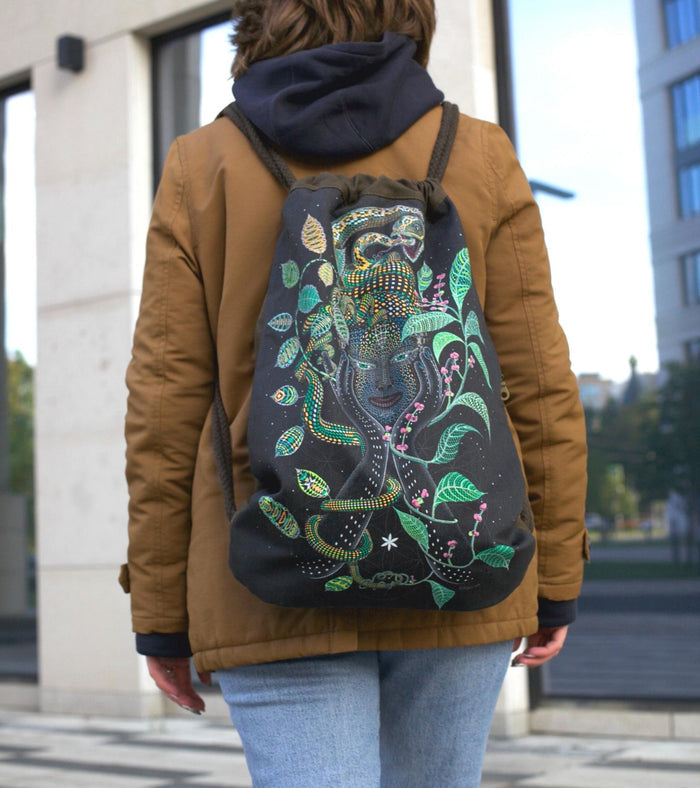 Aya Drawstring Bag Drawstring Bag - Front View by Symbolika
