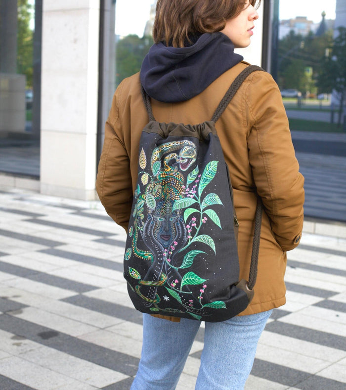Aya Drawstring Bag Drawstring Bag - Detail Close-Up by Symbolika