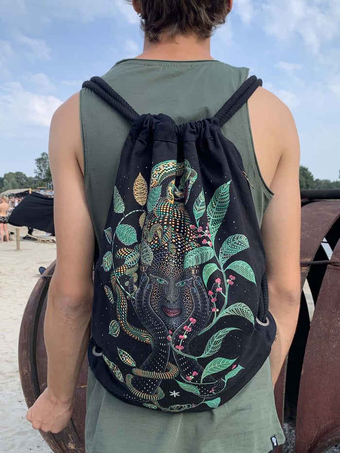 Aya Drawstring Bag Drawstring Bag - Front View by Symbolika