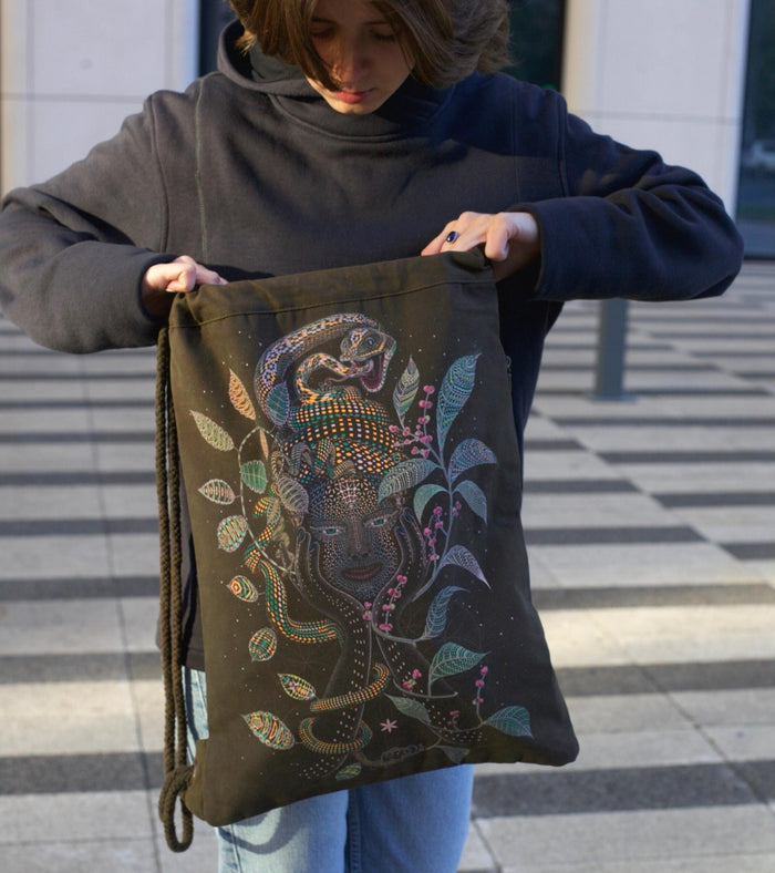 Aya Drawstring Bag Drawstring Bag - Front View by Symbolika