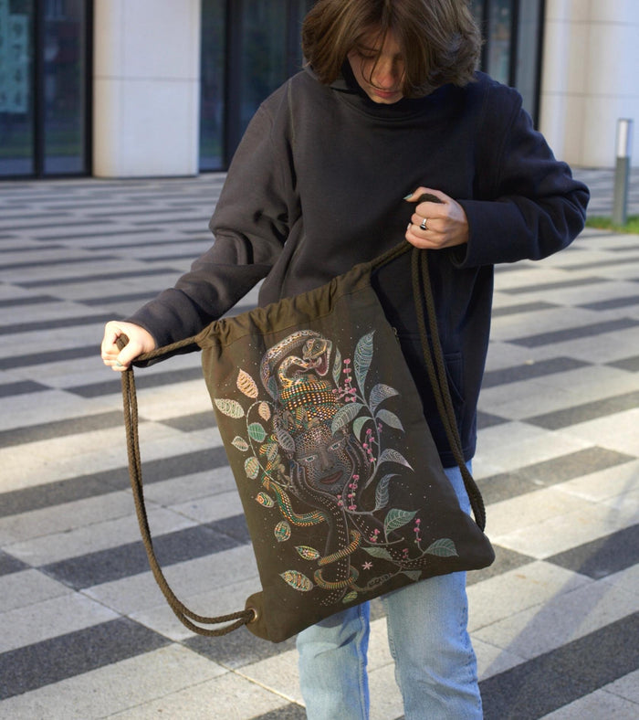 Aya Drawstring Bag Drawstring Bag - Detail Close-Up by Symbolika