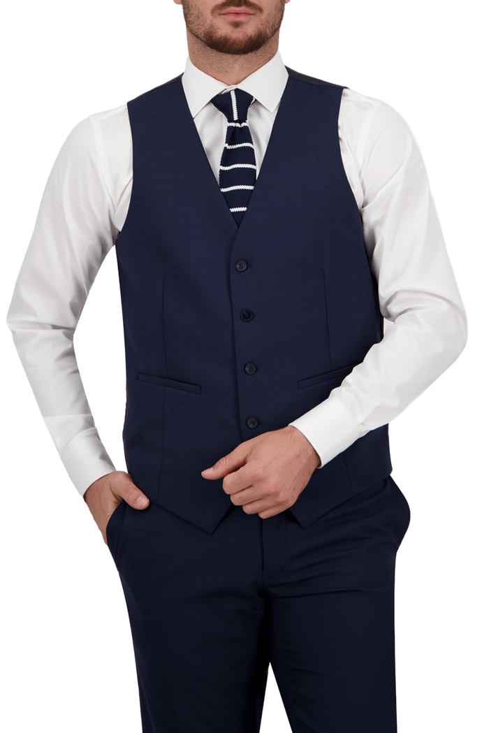 B7 - Navy Saul Waist Coat - Harrys for Menswear