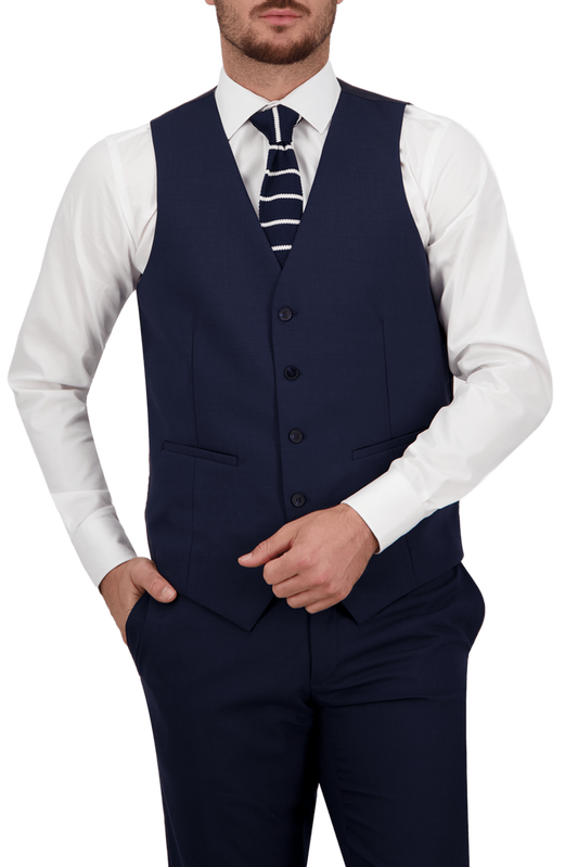 B7 - Navy Saul Waist Coat - Harrys for Menswear