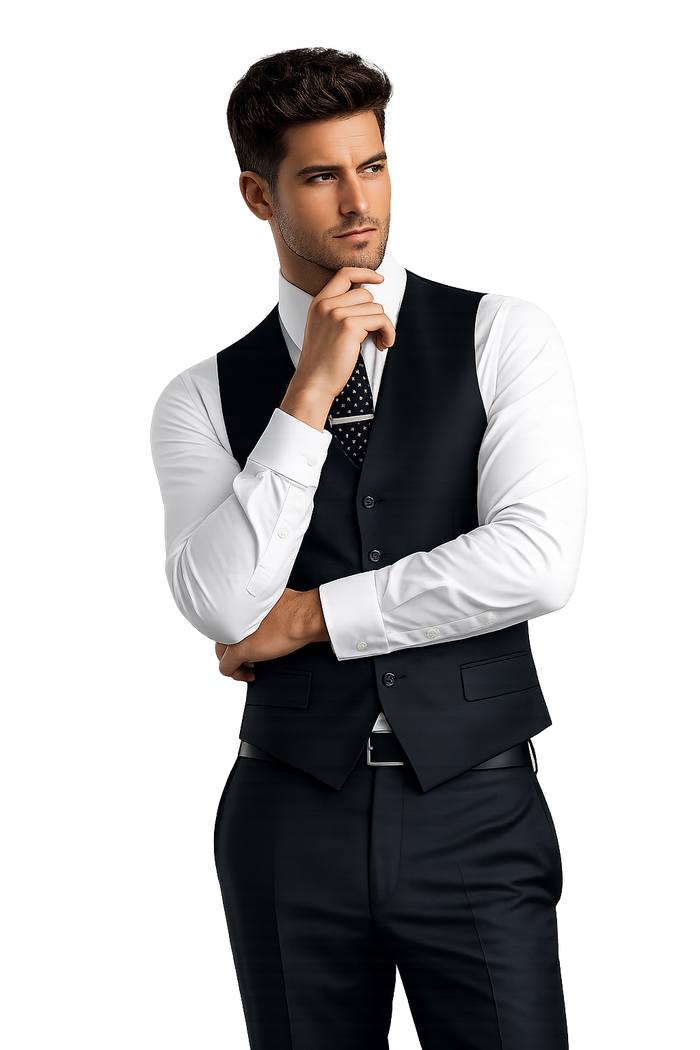 B9-Rich Black Saul Waist Coat