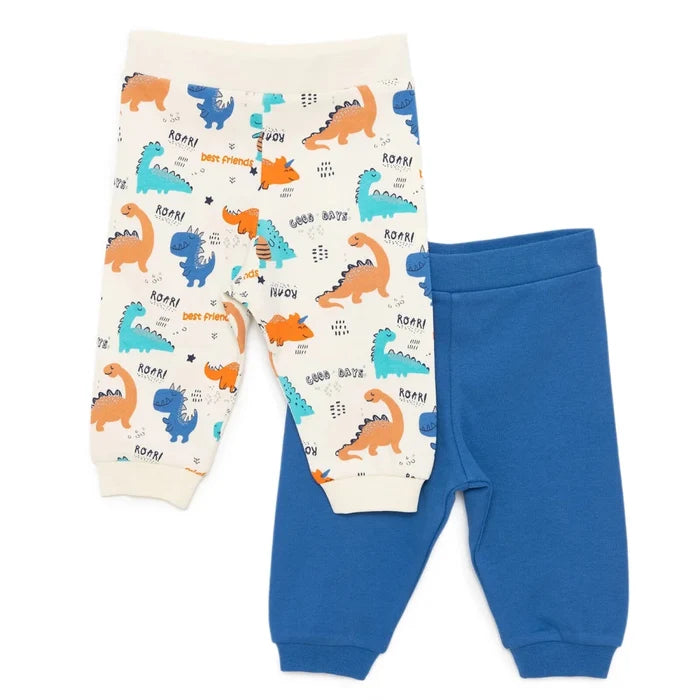 Baby Boy Footless Trousers Dinosaur Print - Ecru Ecru - ebebek