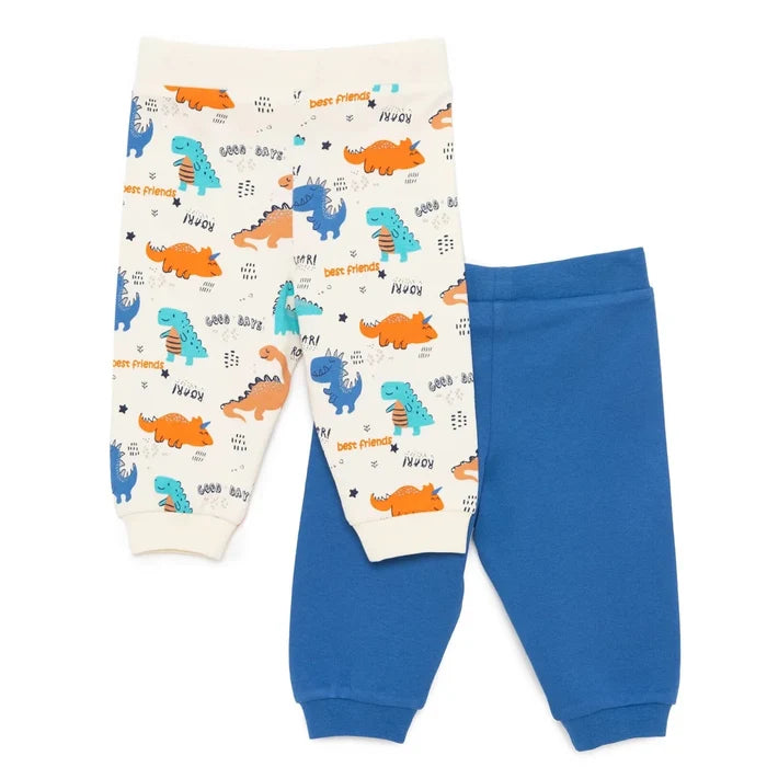 Baby Boy Footless Trousers Dinosaur Print - Ecru Ecru - ebebek
