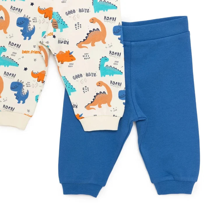 Baby Boy Footless Trousers Dinosaur Print - Ecru Ecru - ebebek