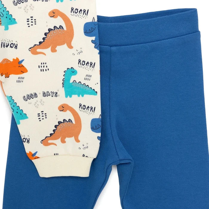 Baby Boy Footless Trousers Dinosaur Print - Ecru Ecru - ebebek