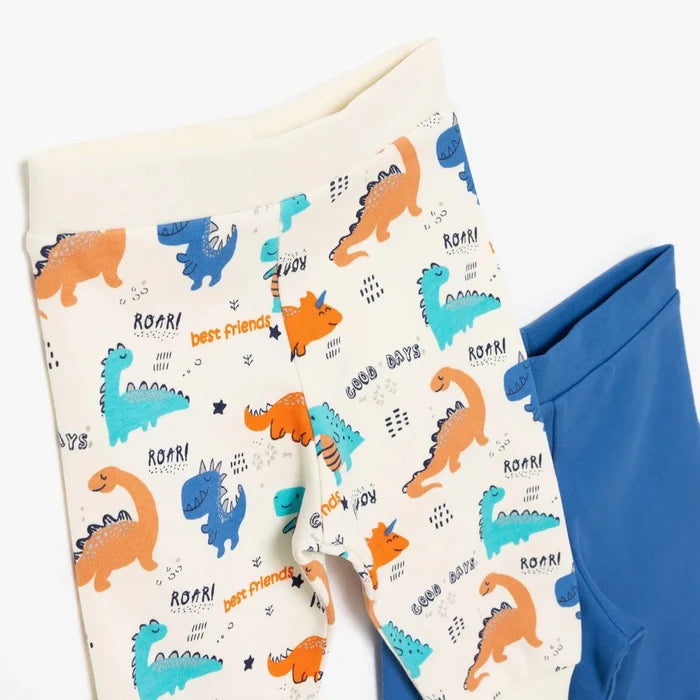 Baby Boy Footless Trousers Dinosaur Print - Ecru Ecru - ebebek