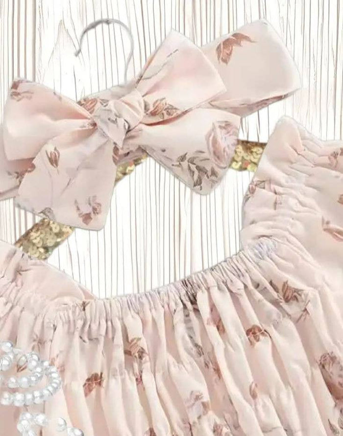 Baby Girl Ruffled Blush Floral Spring Dress Romper