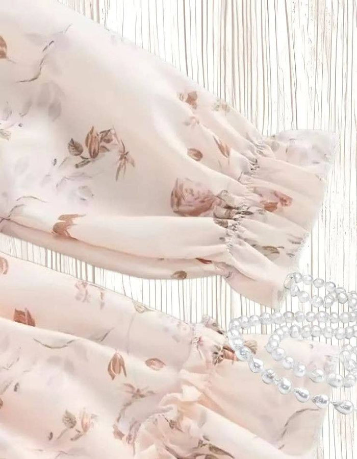 Baby Girl Ruffled Blush Floral Spring Dress Romper