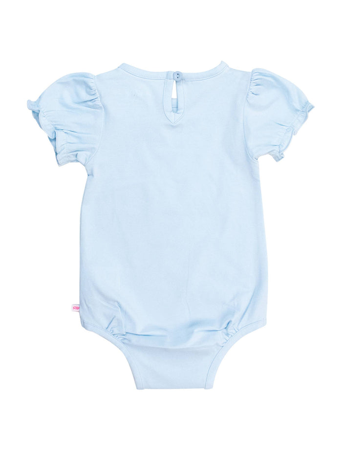 Baby Girls Light Blue Knit Puff Short Sleeve Bodysuit