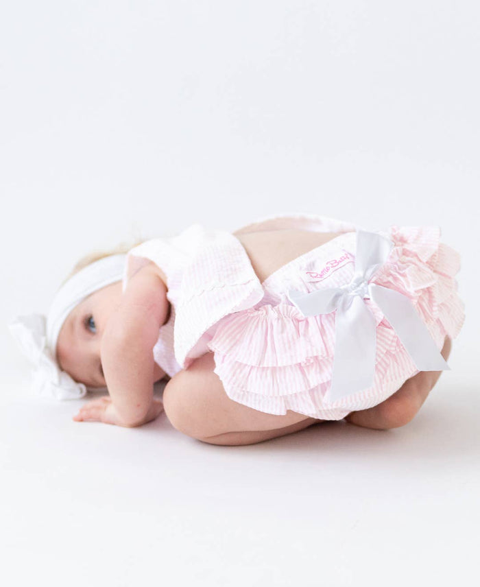 Baby Girls Pink Seersucker Ric Rac Swing Top & Bloomer Set
