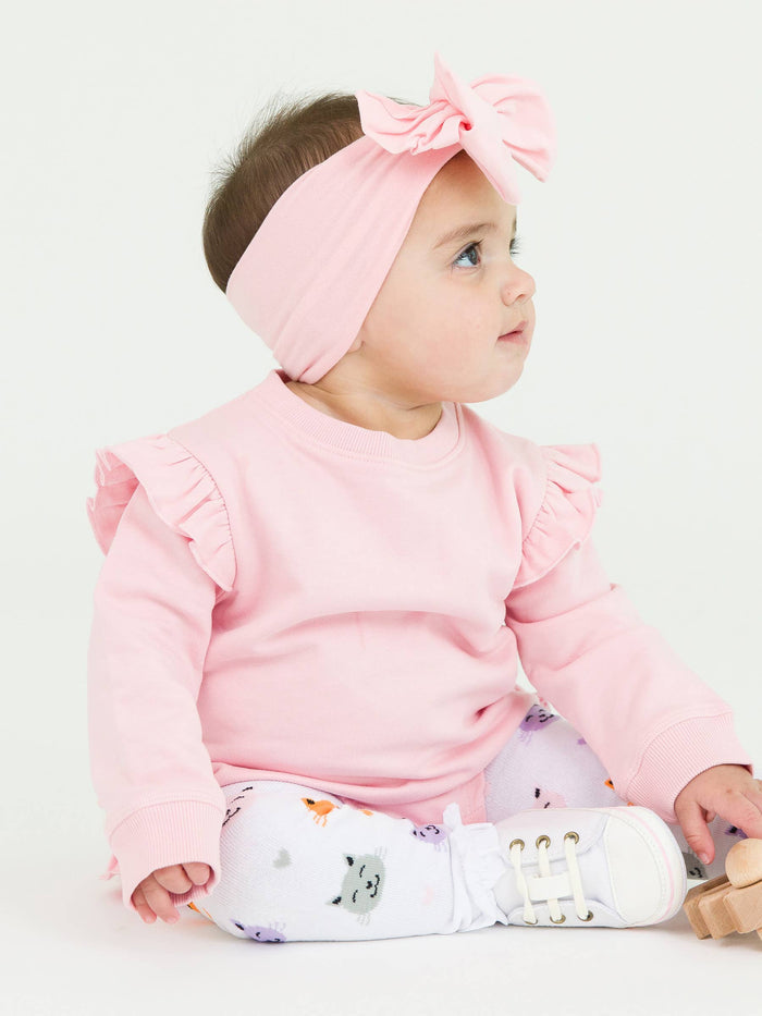 Baby Girls Pink Sweatshirt Bubble Romper