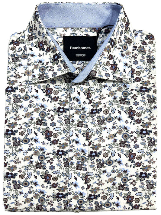 Barbican White Garden Floral Shirt-C18601