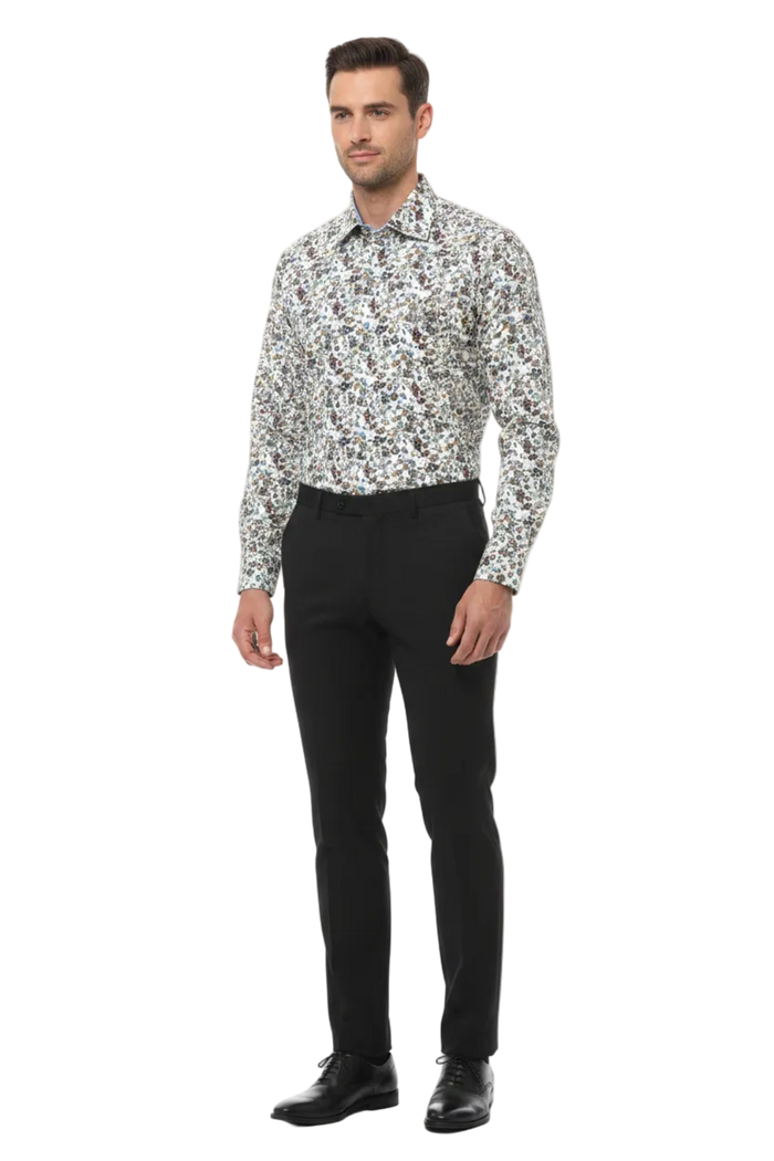 Barbican White Garden Floral Shirt C18601 — Model Shot