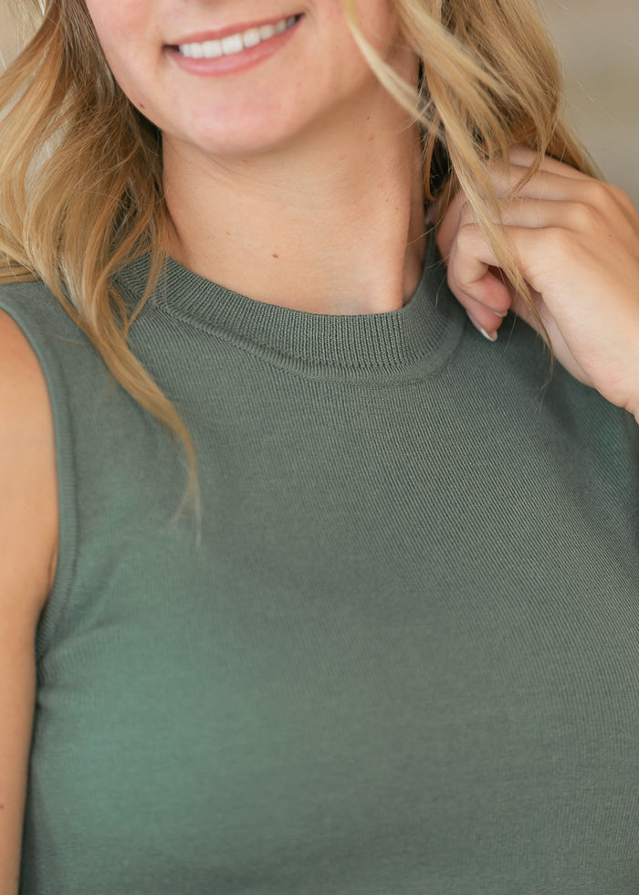Basic Evergreen Knit Sleeveless Top FF Tops