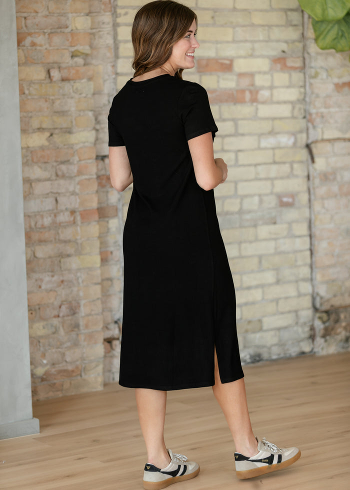 Baylor Black Ribbed T-shirt Dress IC Dresses