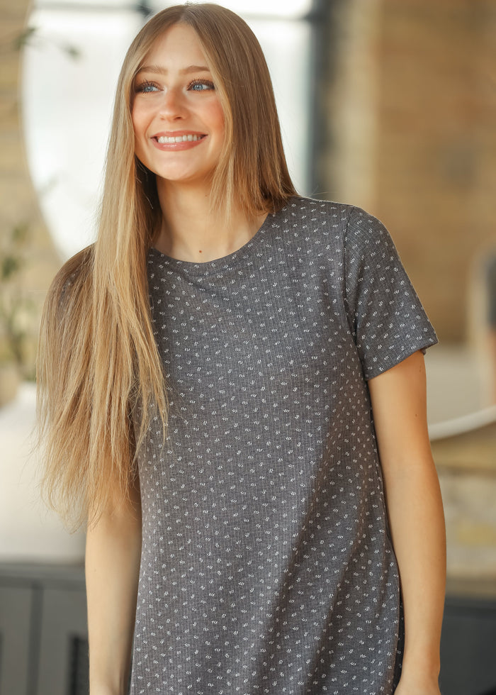 Baylor Floral Ribbed Tee Shirt Dress IC Dresses