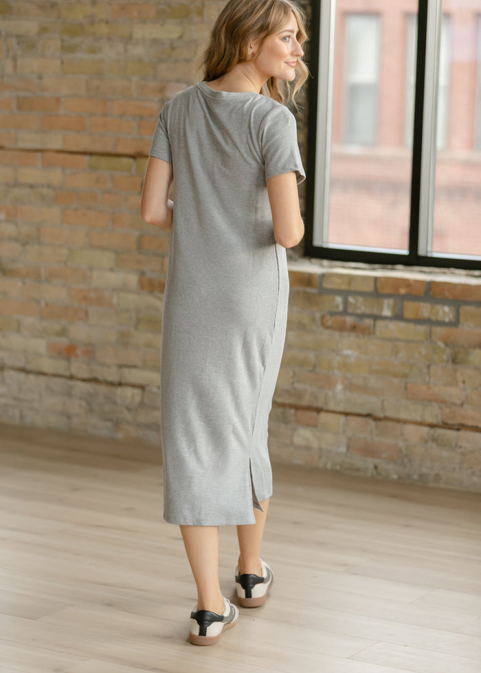 Baylor Gray Ribbed T-shirt Dress IC Dresses