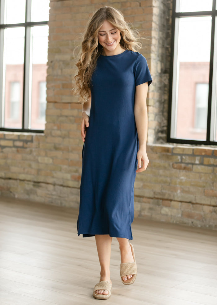 Baylor Navy Ribbed T-shirt Dress IC Dresses