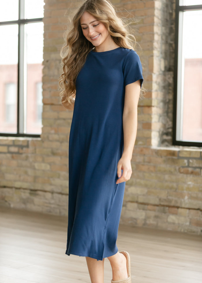 Baylor Navy Ribbed T-shirt Dress IC Dresses