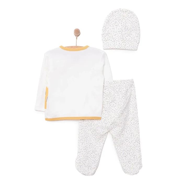 Bebbek Boys Vest Hat & Footed Bottom Set Peter Pan Collar - Ecru Ecru - ebebek