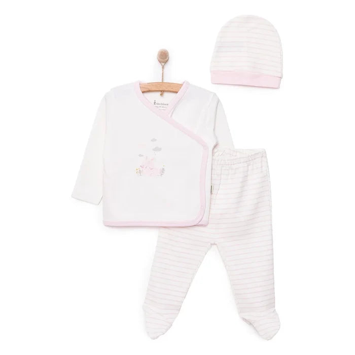 Bebbek Girls Vest Hat & Footed Bottom Set Peter Pan Collar - Ecru Ecru - ebebek